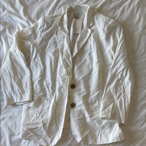 a new day Cream Lightweight Linen-Blend Blazer